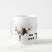 Longhorn koe Sepia Tone Photo Uw eigen offerte toe Koffiemok (Voorkant links)