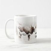 Longhorn koe Sepia Tone Photo Uw eigen offerte toe Koffiemok (Links)