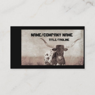 Longhorn koe sepia Toon rustieke  look Visitekaartje