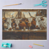 Longhorn Koeien bij de Westerne Dairy Bar Decoupag Tissuepapier (Craft)