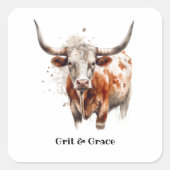 Longhorn Legacy, custom   Vierkante Sticker (Voorkant)