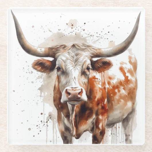 Longhorn Legacy Glazen Onderzetter (Voorkant)