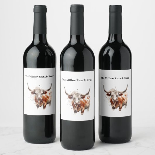 Longhorn Legacy, op maat Wijn Etiket (Flessen)
