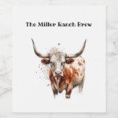 Longhorn Legacy, op maat Wijn Etiket (Enkel label)