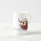 Longhorn Love #2 Bone China Keramische Mok (Voorkant rechts)
