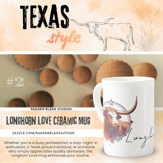 Longhorn Love #2 Bone China Keramische Mok