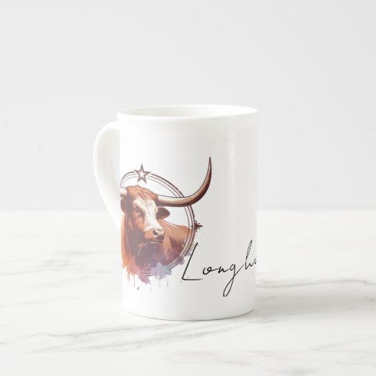 Longhorn Love Bone China Specialty Mok (Links)