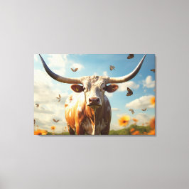 Longhorn Love Canvasprint op Spanramen Canvas Afdruk