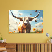 Longhorn Love Stretched Canvas Print (Insitu (Woonkamer))