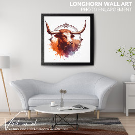 Longhorn Muurkunst Foto Vergroting Afdruk