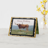 Longhorn op veroorzaakt heuvel-aan:passen- kaart (Gele Bloem)