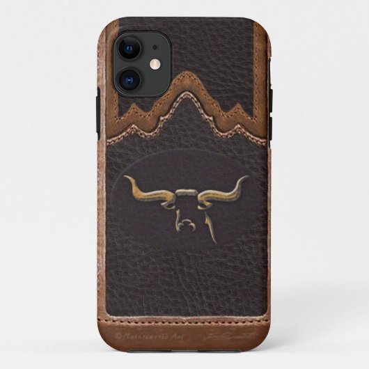 Longhorn Photo Sim Leather iPhone5 Hoesje (Achterkant)