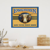 Longhorn Poster, bewerk tekst, Poster (Keuken)