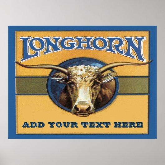 Longhorn Poster, bewerk tekst, Poster (Voorkant)