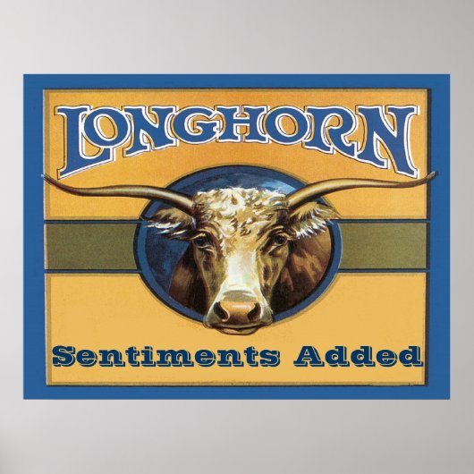 Longhorn Poster, geef tekst uit, Poster (Voorkant)