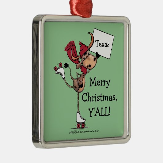 Longhorn Roller Skating-Merry Kerstmis. Metalen Ornament (Rechts)
