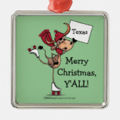 Longhorn Roller Skating-Merry Kerstmis. Metalen Ornament (Voorkant)