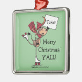 Longhorn Roller Skating-Merry Kerstmis. Metalen Ornament (Links)