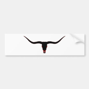Longhorn Skull Black en Red Bumpersticker