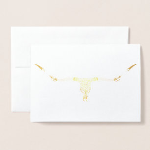Longhorn Skull Gold Foil Blank Wenskaart Folie Kaarten