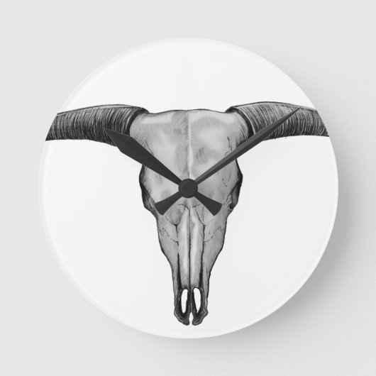 Longhorn Skull Ronde Klok (Voorkant)
