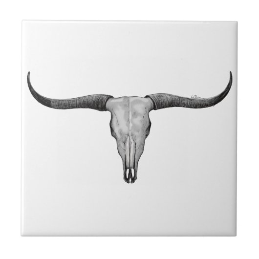 Longhorn Skull Tegeltje (Voorkant)
