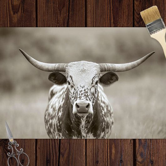 Longhorn Steer Cattle Decoupage Tissuepapier