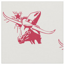 Longhorn Steer Head met Cowboy Texas Red Stof