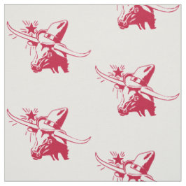Longhorn Steer Head met Cowboy Texas Red Stof