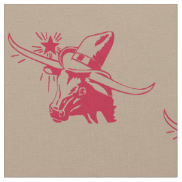 Longhorn Steer Head met Cowboy Texas Red Stof