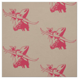 Longhorn Steer Head met Cowboy Texas Red Stof