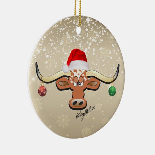 Longhorn Steer kerstversiering Keramisch Ornament (Rechts)