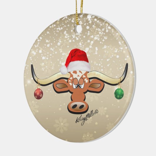 Longhorn Steer kerstversiering Keramisch Ornament (Links)
