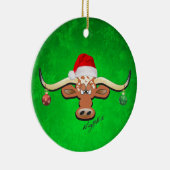 Longhorn Steer kerstversiering Keramisch Ornament (Rechts)