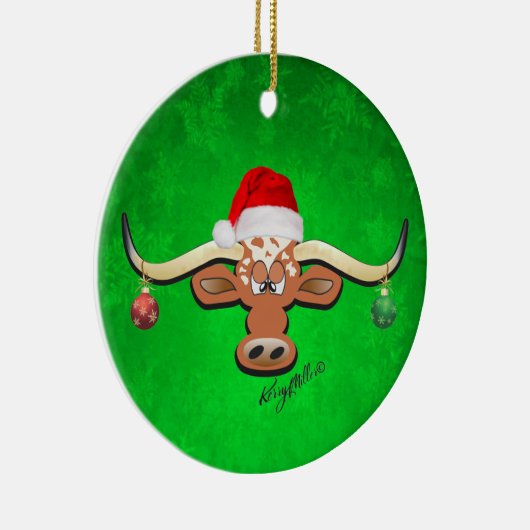 Longhorn Steer kerstversiering Keramisch Ornament (Rechts)