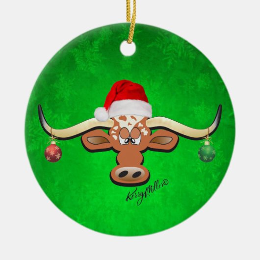 Longhorn Steer kerstversiering Keramisch Ornament (Voorkant)
