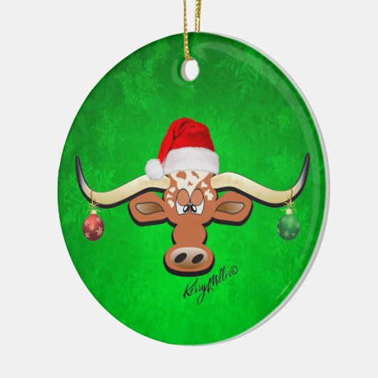 Longhorn Steer kerstversiering Keramisch Ornament (Links)