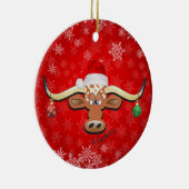 Longhorn Steer kerstversiering Keramisch Ornament (Rechts)