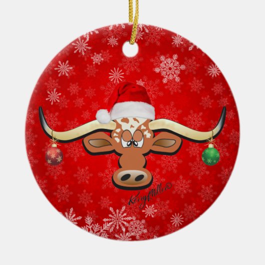 Longhorn Steer kerstversiering Keramisch Ornament (Voorkant)
