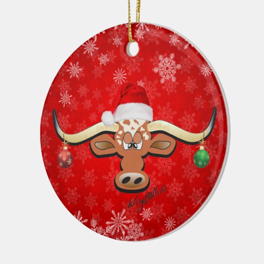 Longhorn Steer kerstversiering Keramisch Ornament (Links)