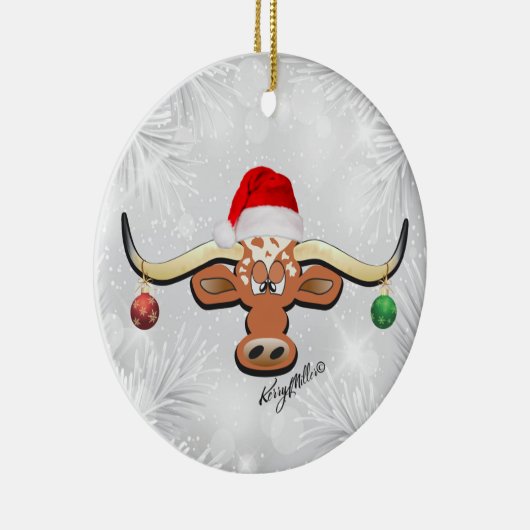 Longhorn Steer kerstversiering Keramisch Ornament (Rechts)