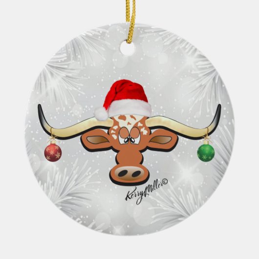 Longhorn Steer kerstversiering Keramisch Ornament (Voorkant)