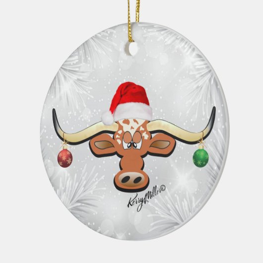 Longhorn Steer kerstversiering Keramisch Ornament (Links)