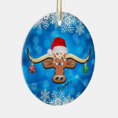 Longhorn Steer kerstversiering Keramisch Ornament (Rechts)