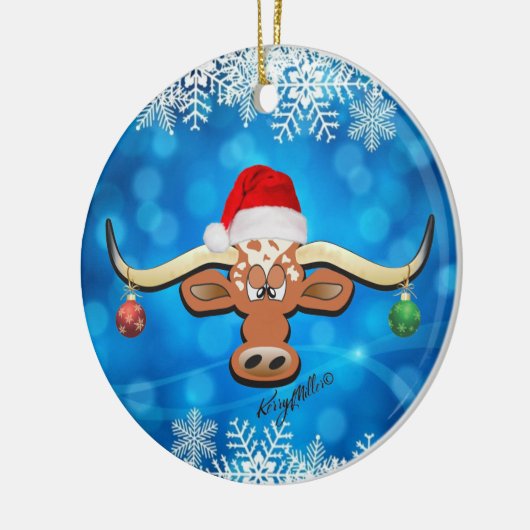 Longhorn Steer kerstversiering Keramisch Ornament (Links)