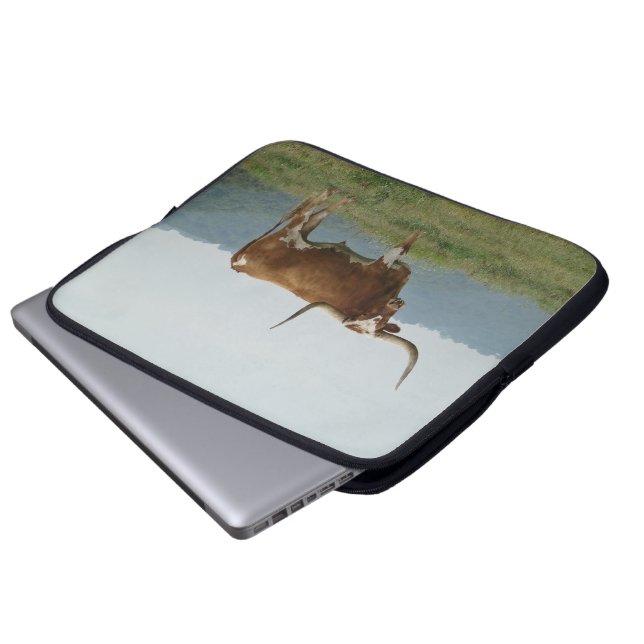 Longhorn Steer-laptophoes - pas uw laptop aan Laptop Sleeve (Voorkant onderkant)