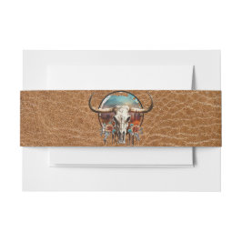 Longhorn Steer Medallion Belly Band Uitnodigingen Wikkel