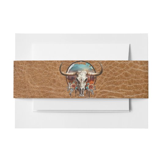 Longhorn Steer Medallion Belly Band Uitnodigingen Wikkel (Voorkant Voorbeeld)