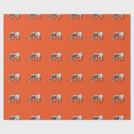 Longhorn Steer Western Gift Wrap Cadeaupapier (Vlak)