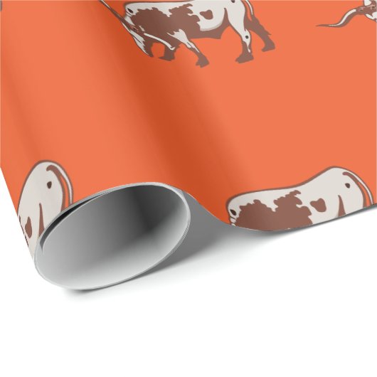 Longhorn Steer Western Gift Wrap Cadeaupapier (Rol Hoek)